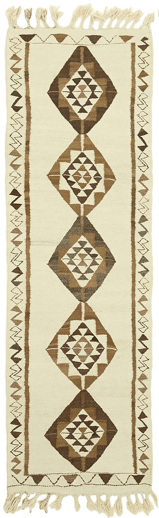 3x9 White Boho Runner Kilim Rugs - 42826