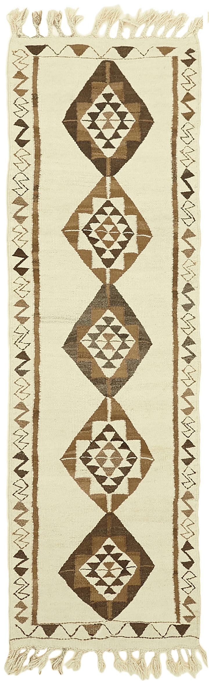 3x9 White Boho Runner Kilim Rugs - 42826