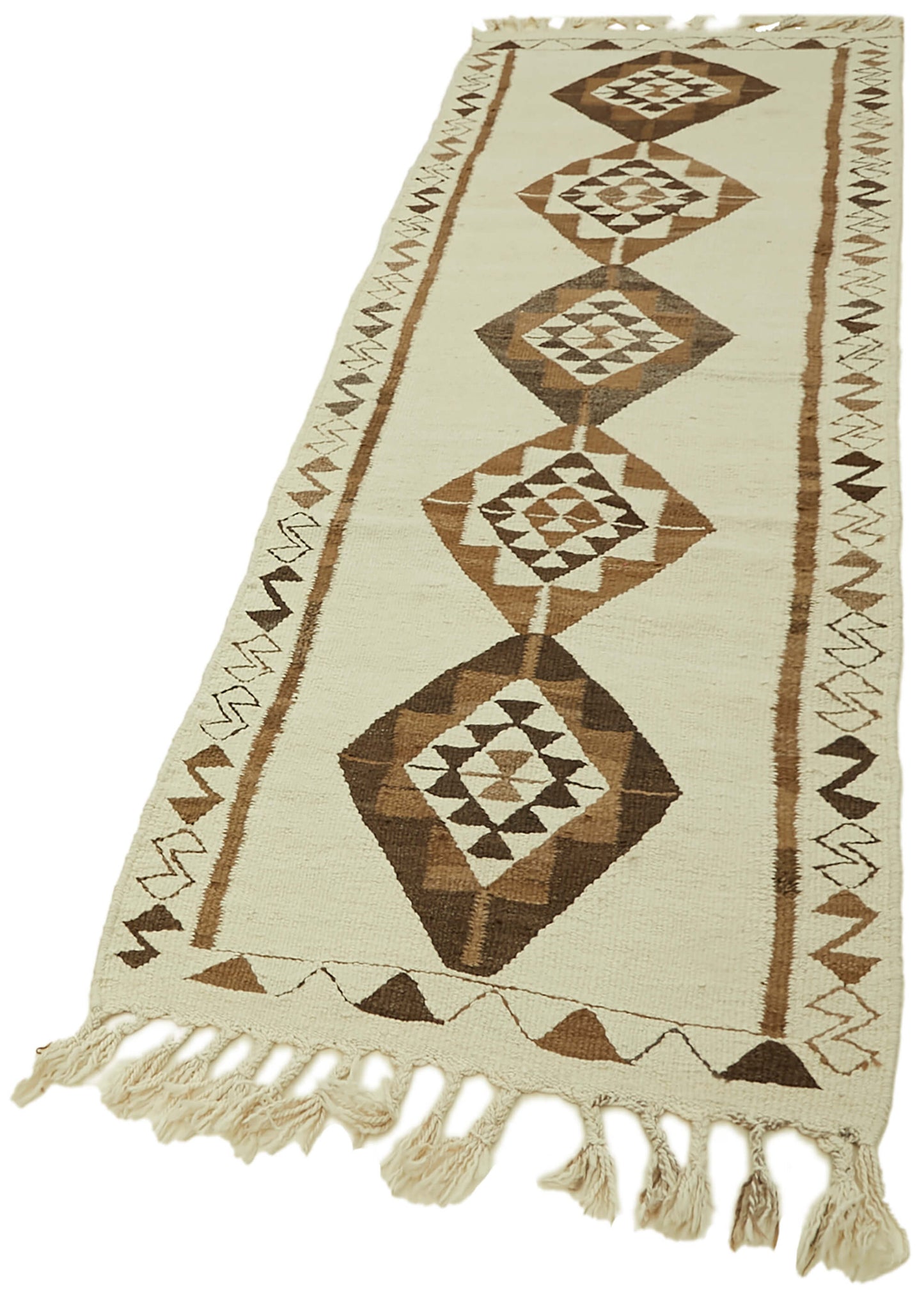 3x9 White Boho Runner Kilim Rugs - 42826