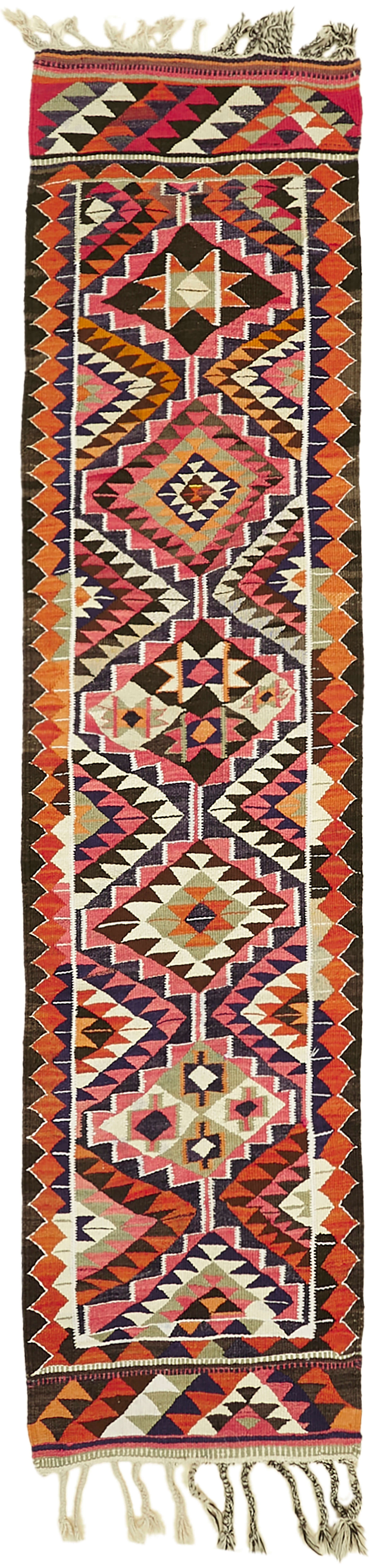 3x11 Multicolor Boho Runner Kilim Rugs - 42828