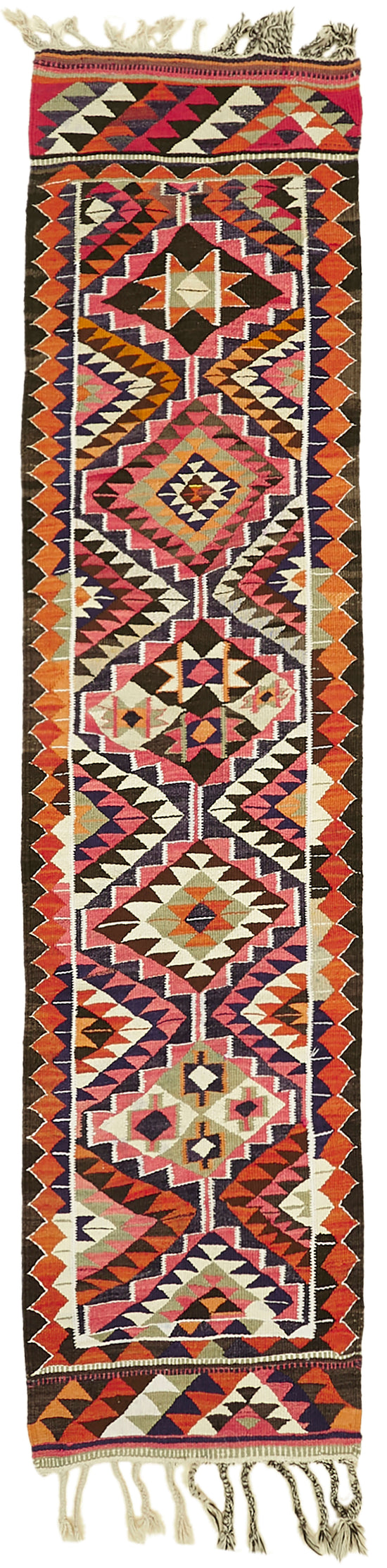 3x11 Multicolor Boho Runner Kilim Rugs - 42828