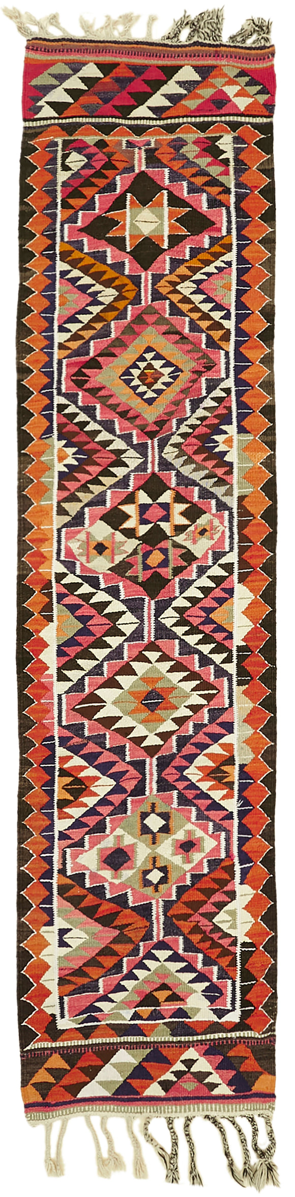 3x11 Multicolor Boho Runner Kilim Rugs - 42828