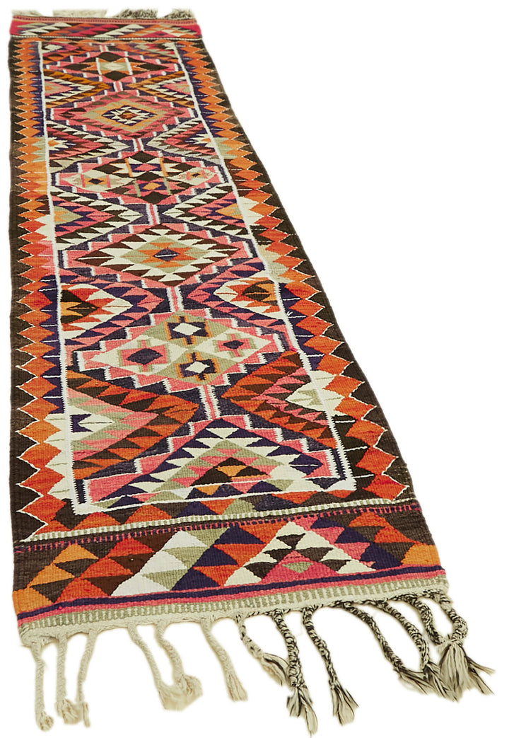 3x11 Multicolor Boho Runner Kilim Rugs - 42828