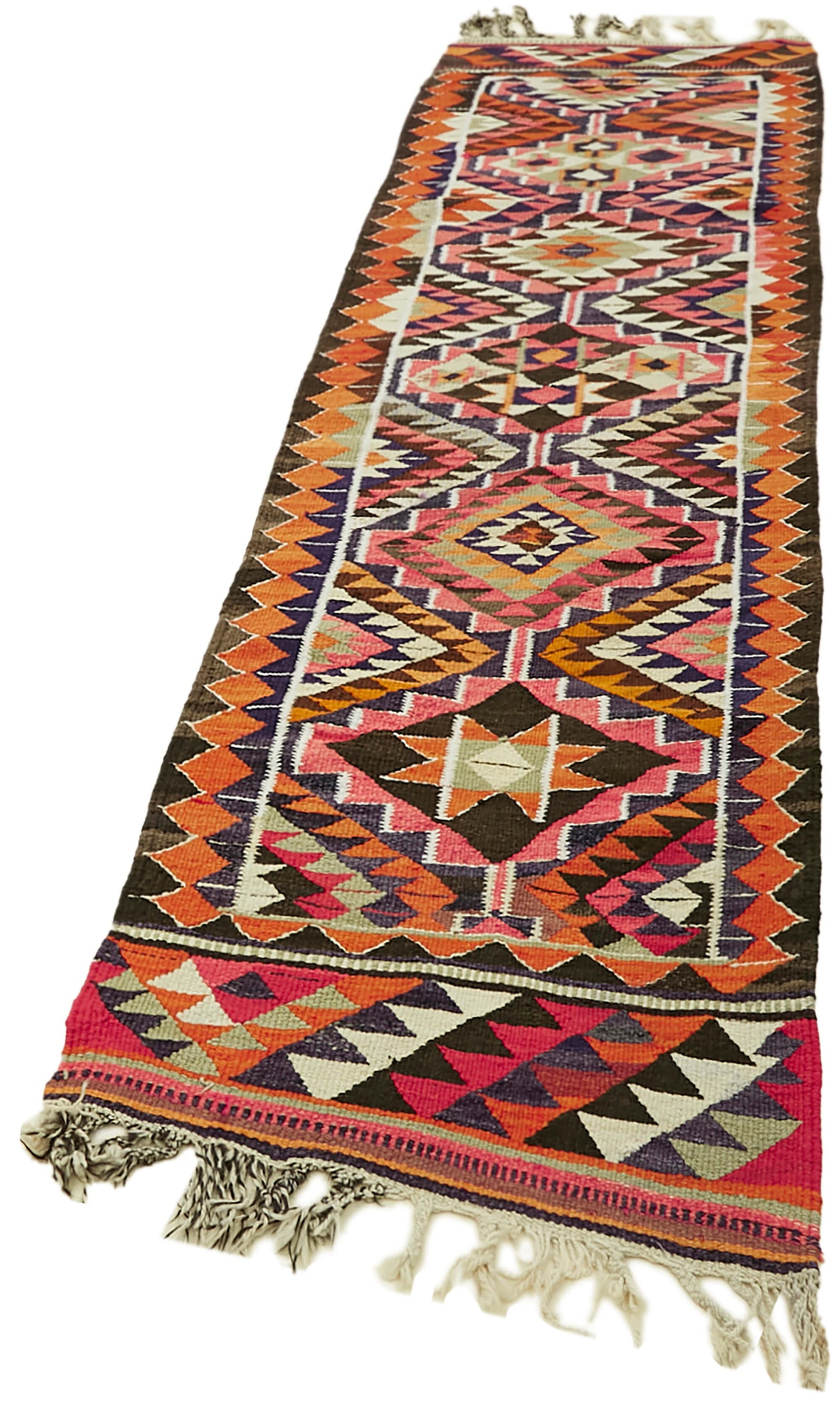 3x11 Multicolor Boho Runner Kilim Rugs - 42828