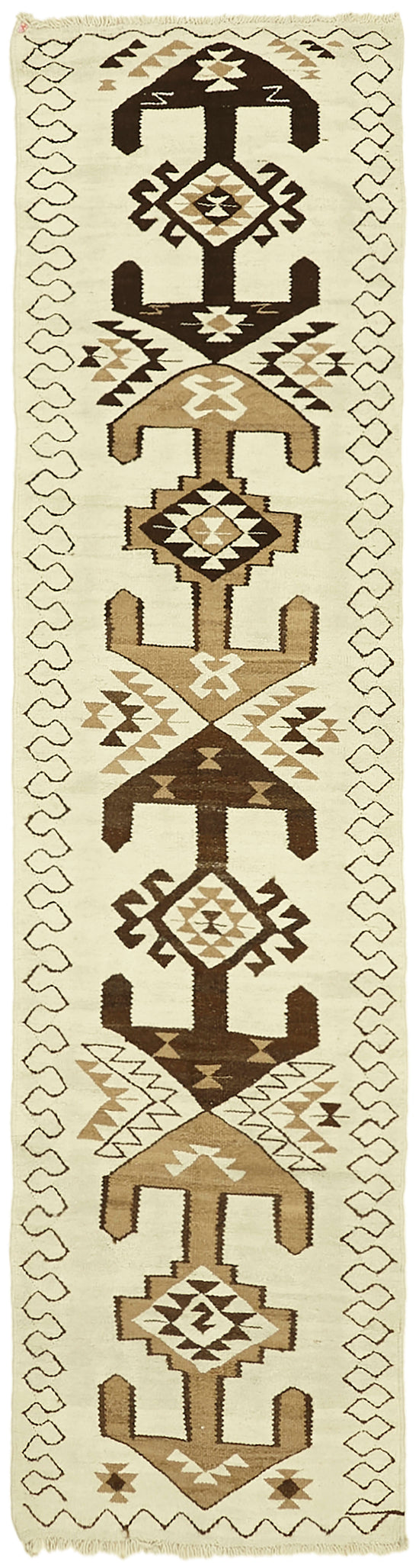 3x12 White Boho Runner Kilim Rugs - 42830
