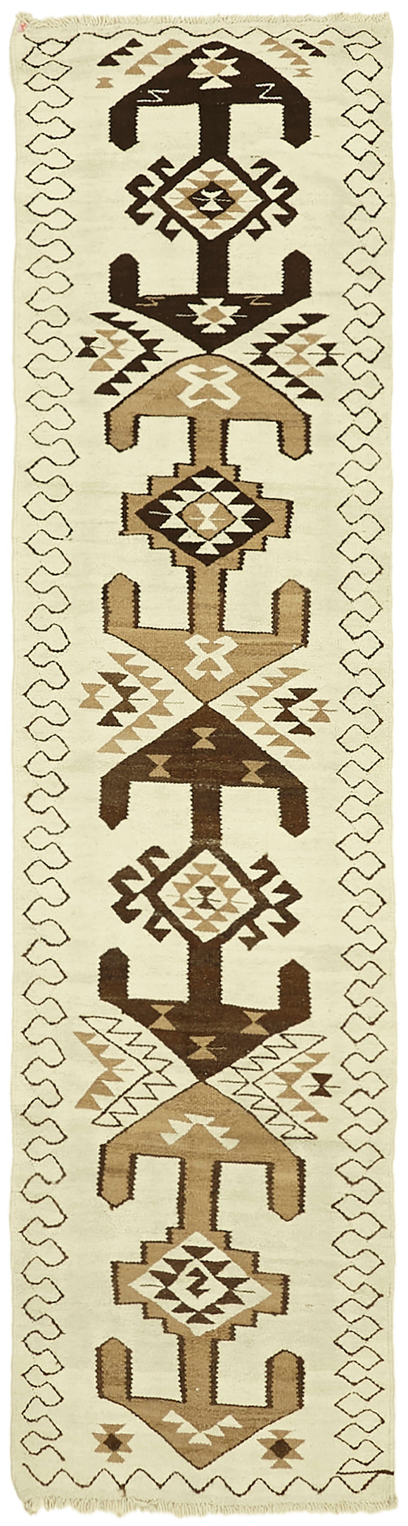 3x12 White Boho Runner Kilim Rugs - 42830