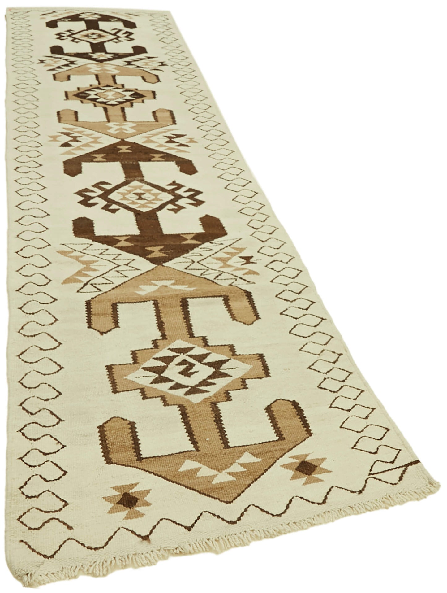3x12 White Boho Runner Kilim Rugs - 42830