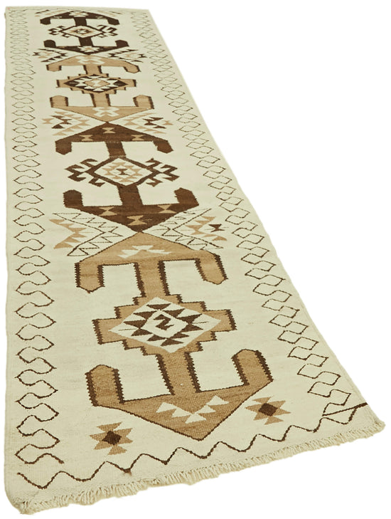 3x12 White Boho Runner Kilim Rugs - 42830
