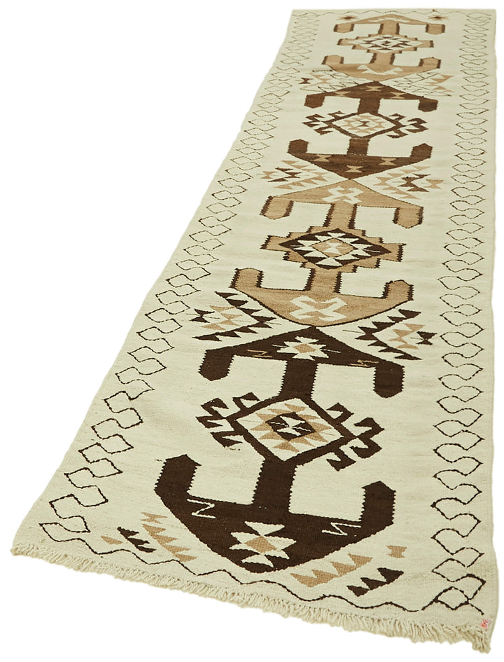 3x12 White Boho Runner Kilim Rugs - 42830