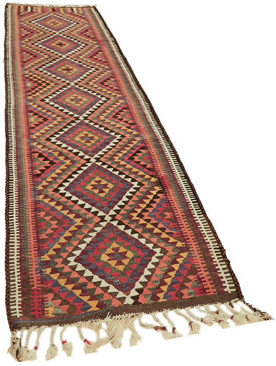 3x10 Multicolor Boho Runner Kilim Rugs - 42833