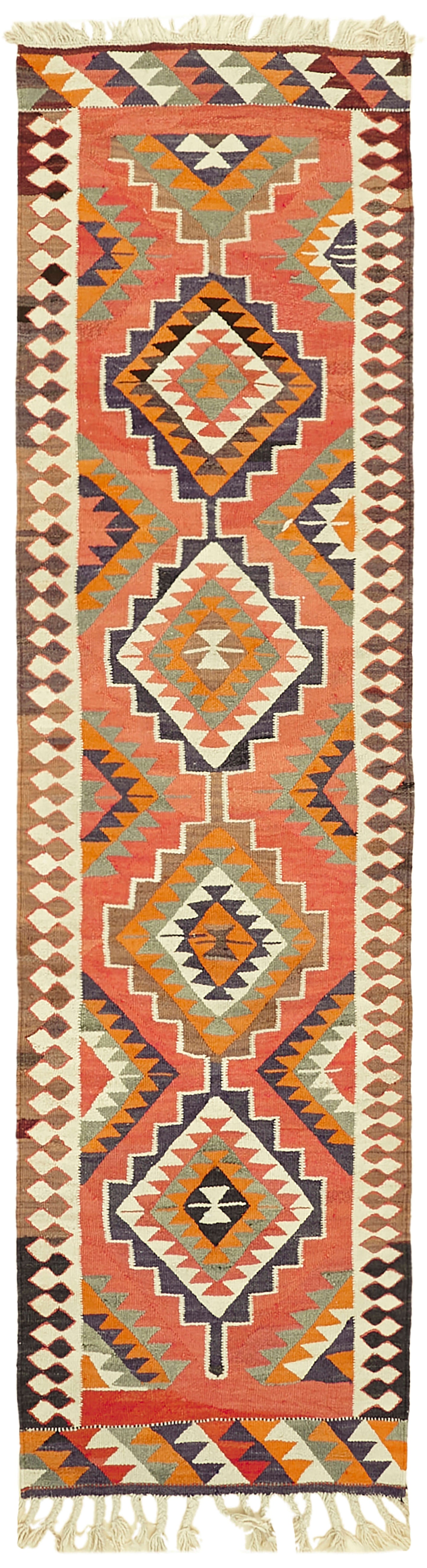 3x11 Multicolor Boho Runner Kilim Rugs - 42834