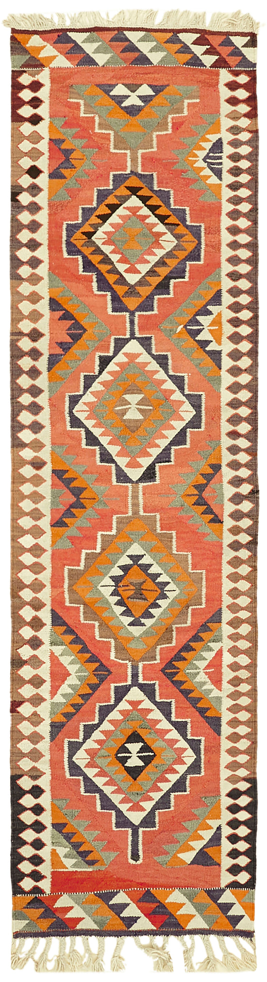 3x11 Multicolor Boho Runner Kilim Rugs - 42834