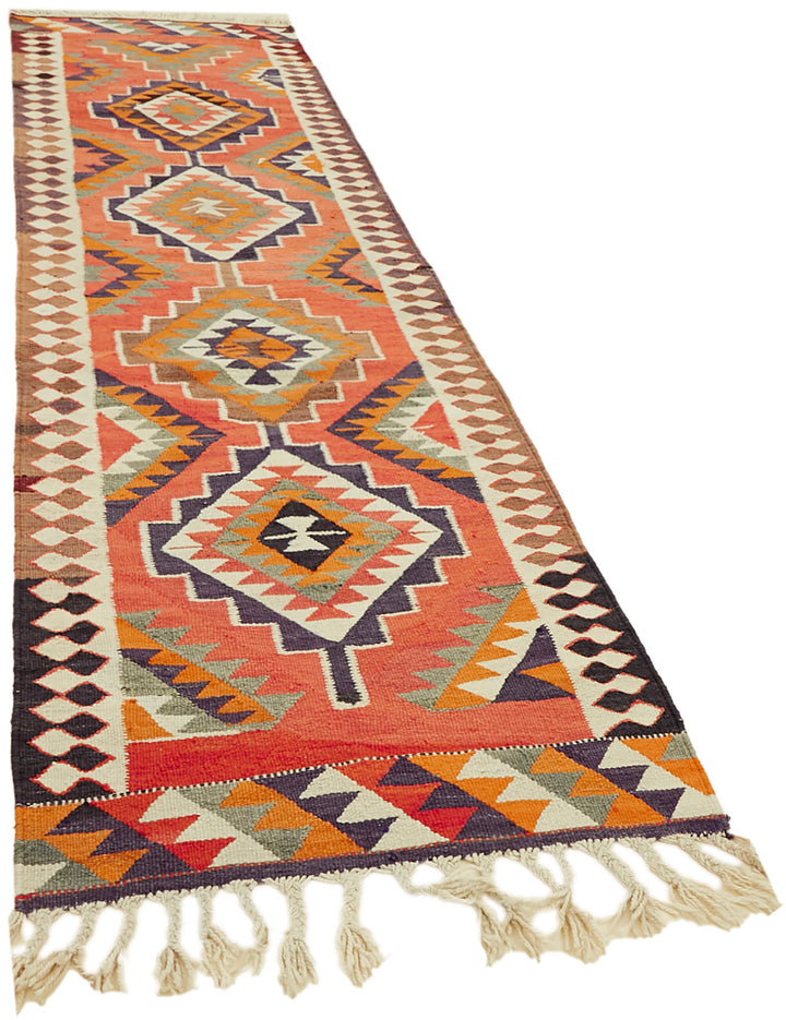 3x11 Multicolor Boho Runner Kilim Rugs - 42834