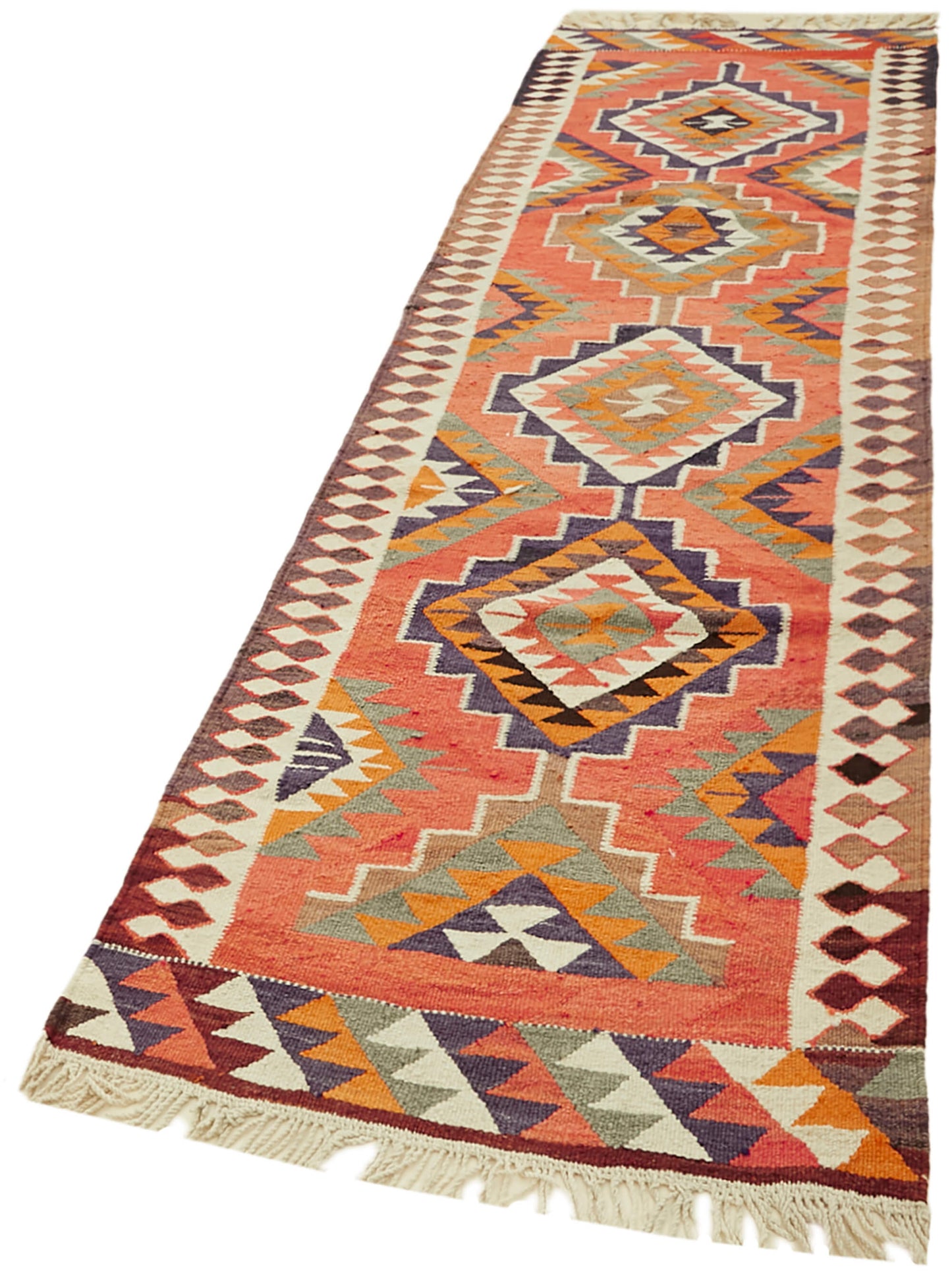 3x11 Multicolor Boho Runner Kilim Rugs - 42834
