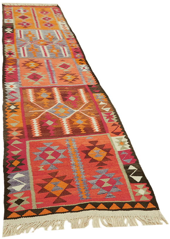3x12 Multicolor Boho Runner Kilim Rugs - 42835