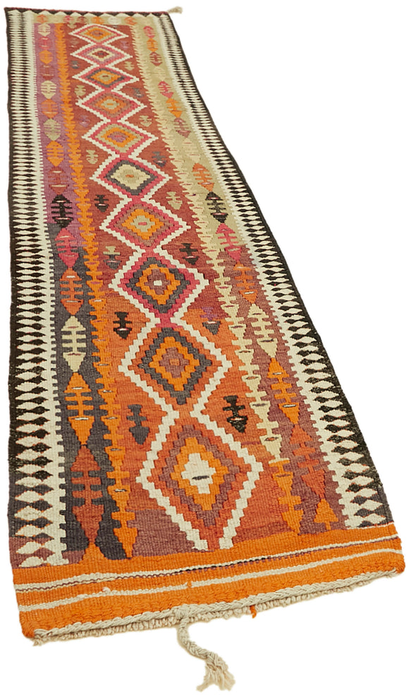 3x12 Multicolor Boho Runner Kilim Rugs - 42836