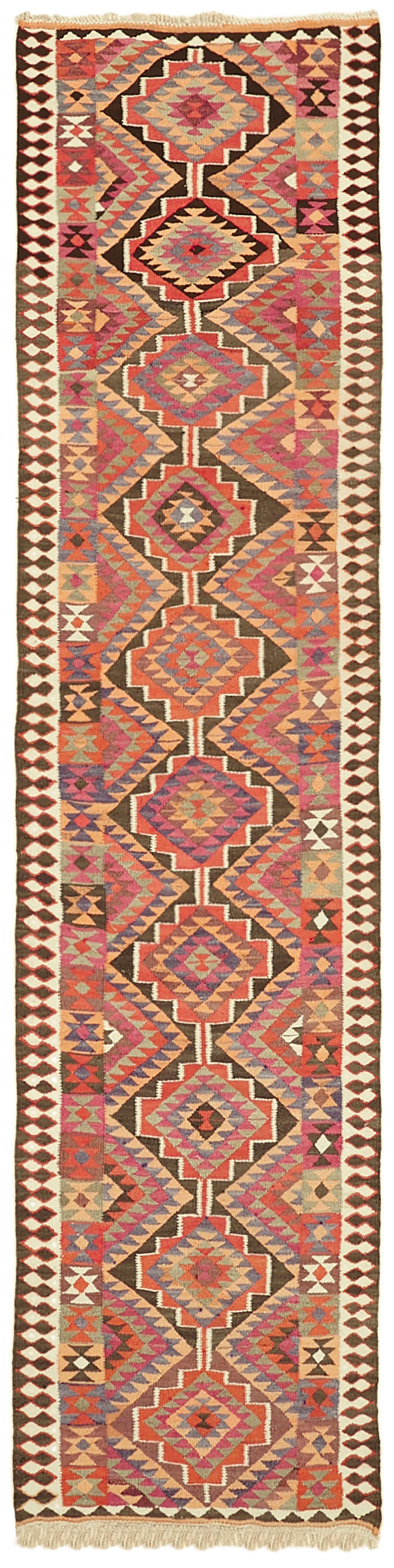 3x11 Multicolor Boho Runner Kilim Rugs - 42837