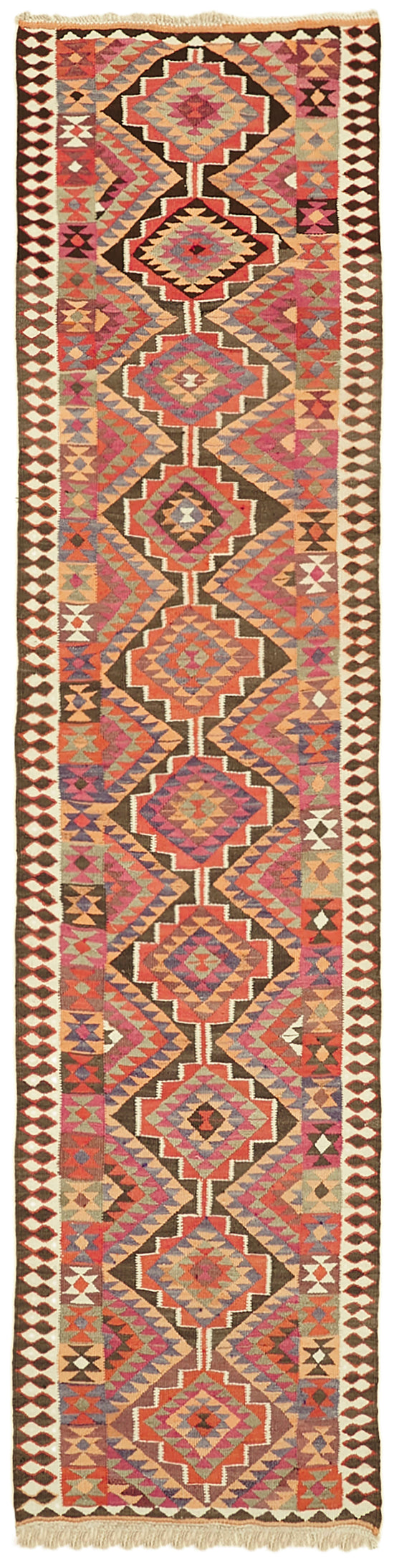 3x11 Multicolor Boho Runner Kilim Rugs - 42837