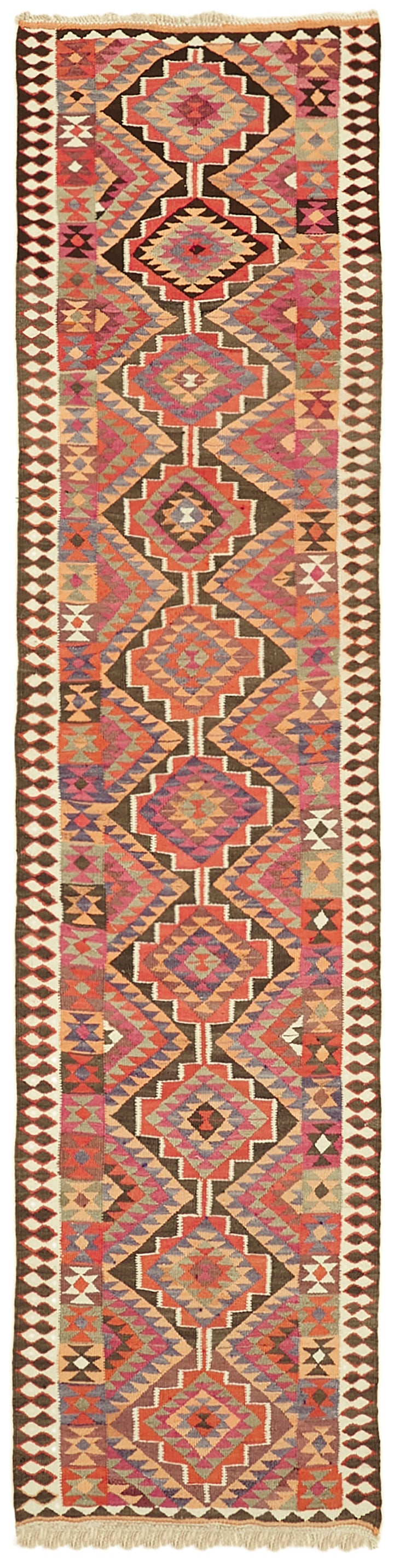 3x11 Multicolor Boho Runner Kilim Rugs - 42837