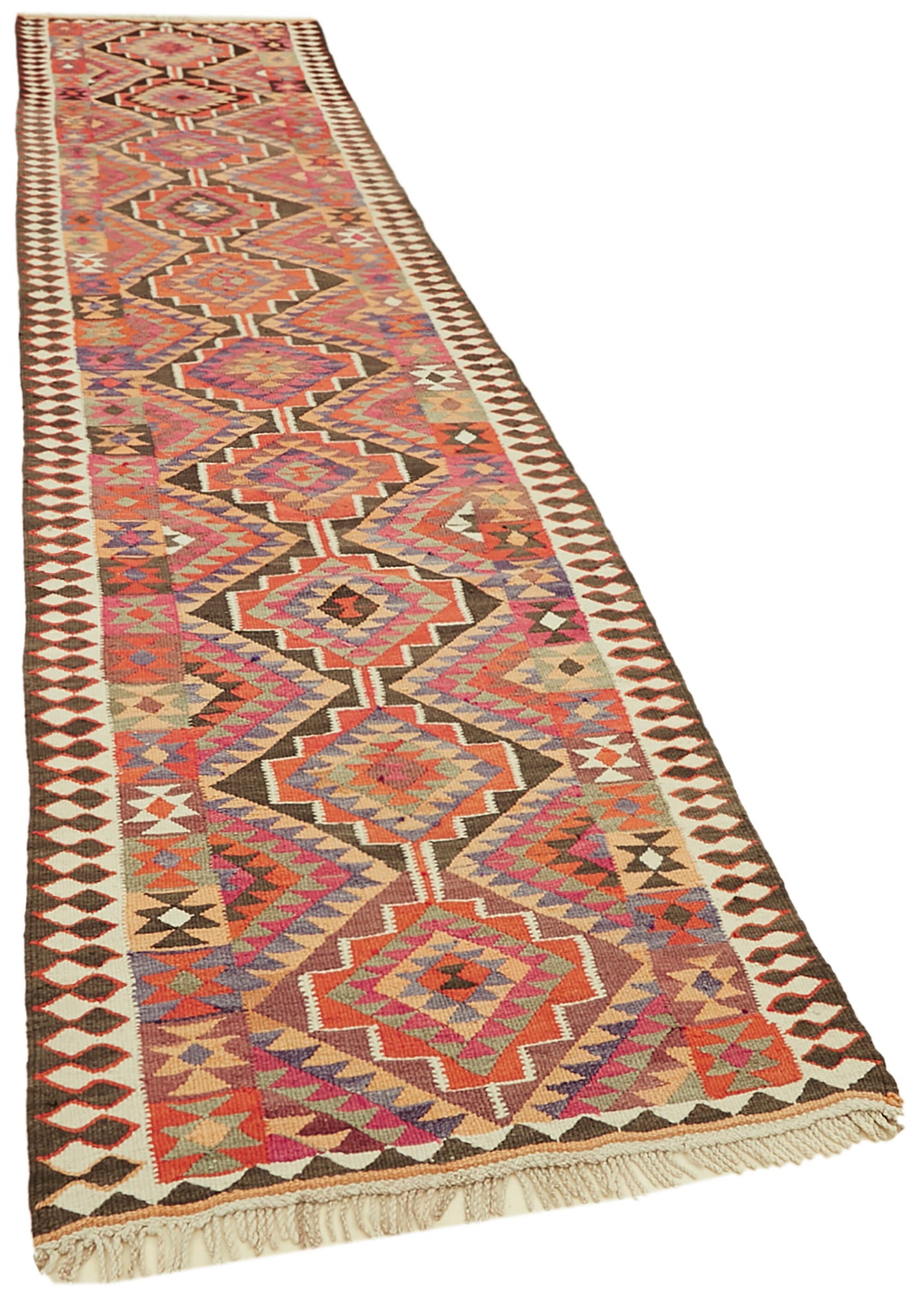 3x11 Multicolor Boho Runner Kilim Rugs - 42837