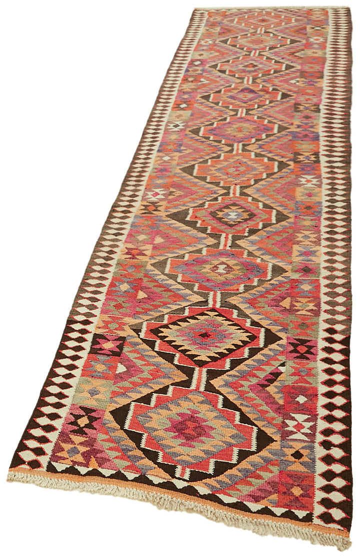 3x11 Multicolor Boho Runner Kilim Rugs - 42837