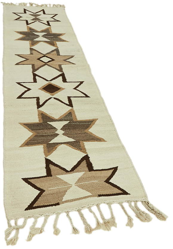 3x9 White Boho Runner Kilim Rugs - 42838