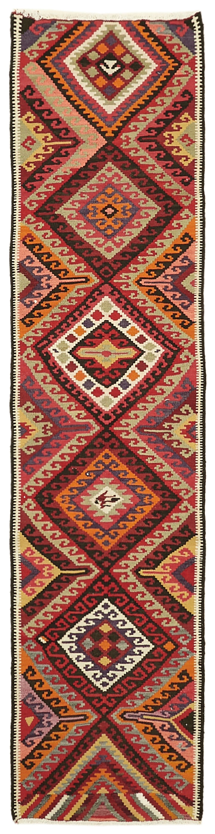3x11 Multicolor Boho Runner Kilim Rugs - 42839