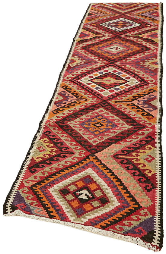 3x11 Multicolor Boho Runner Kilim Rugs - 42839