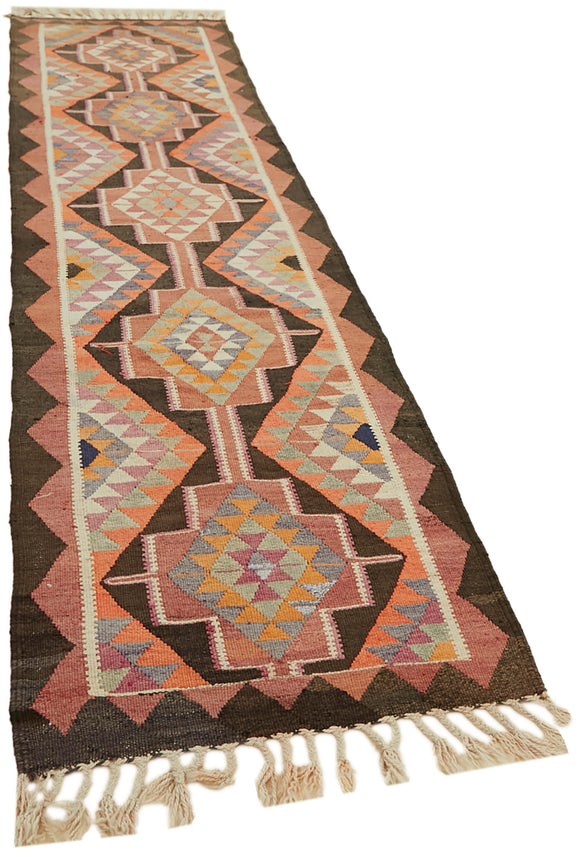 3x11 Multicolor Boho Runner Kilim Rugs - 42842