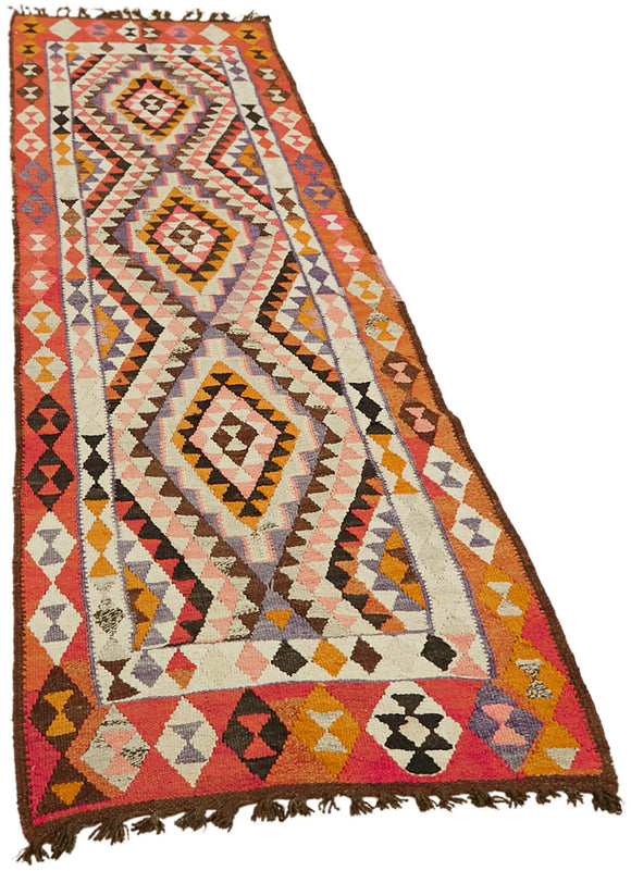 3x10 Multicolor Boho Runner Kilim Rugs - 42843