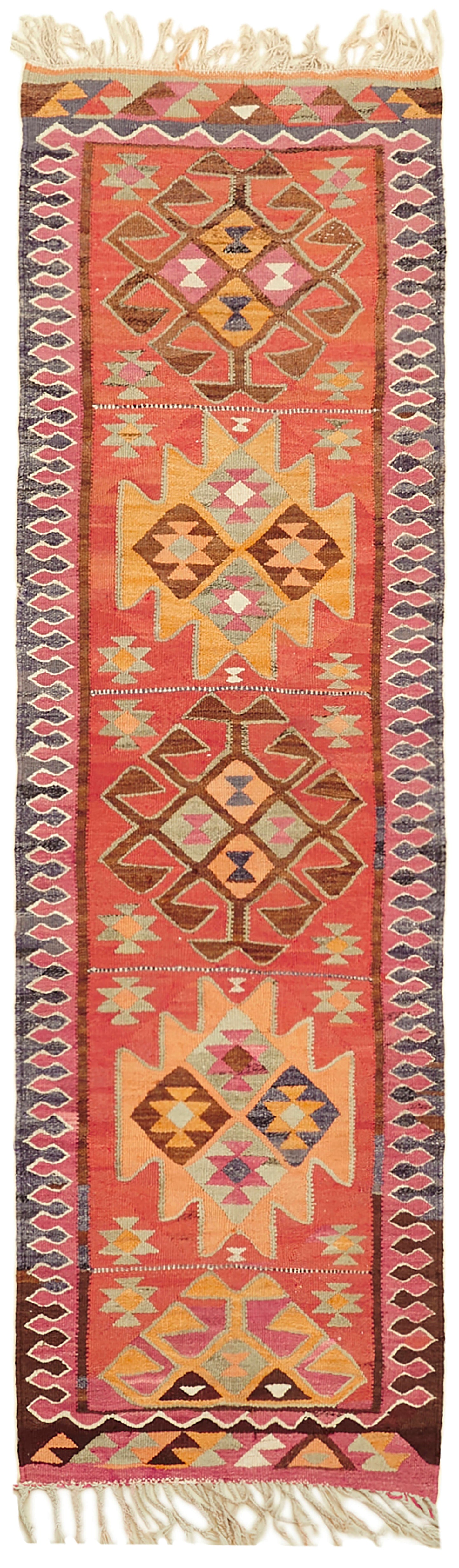 3x10 Multicolor Boho Runner Kilim Rugs - 42844