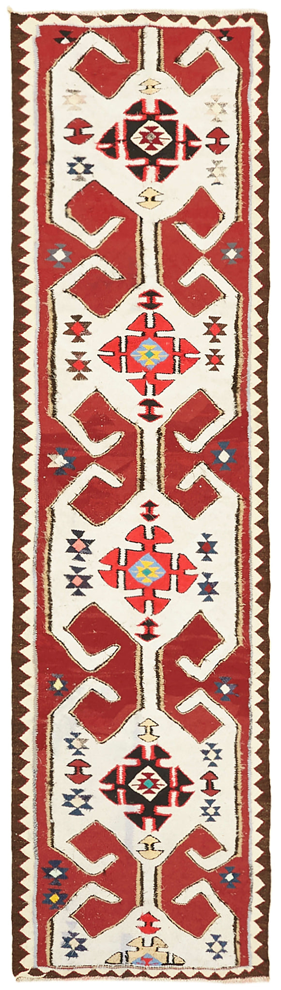 3x11 Multicolor Boho Runner Kilim Rugs - 42845