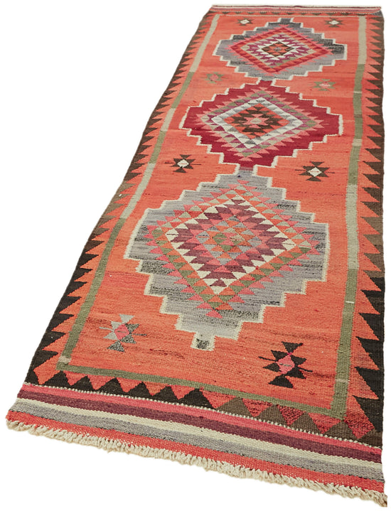 3x10 Multicolor Boho Runner Kilim Rugs - 42846