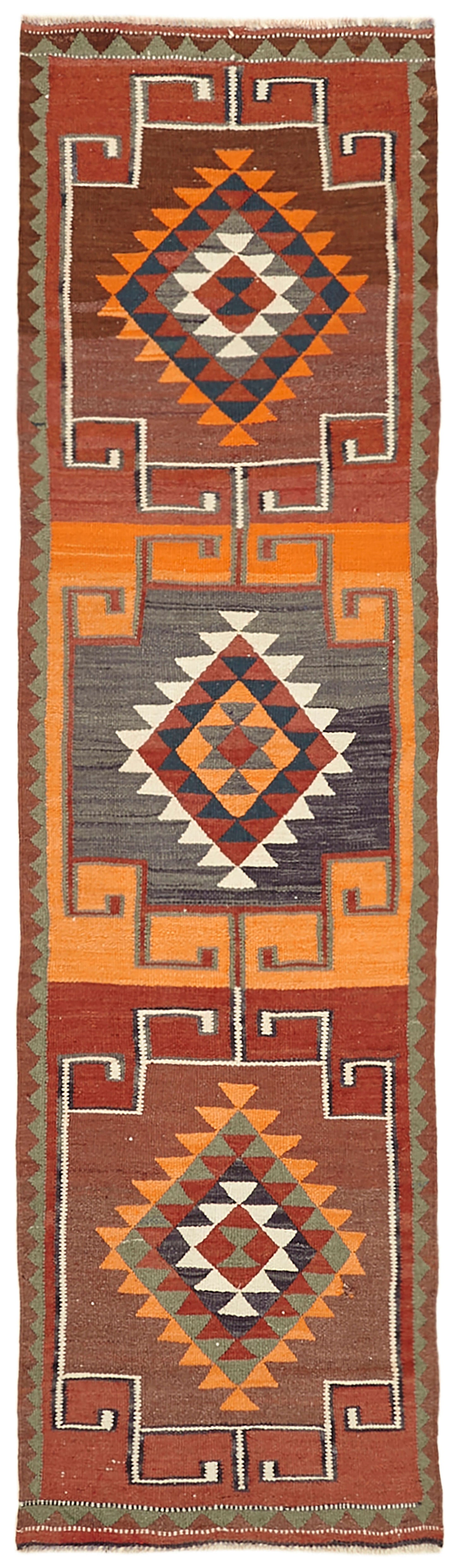 3x10 Multicolor Boho Runner Kilim Rugs - 42991