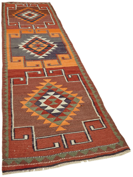 3x10 Multicolor Boho Runner Kilim Rugs - 42991
