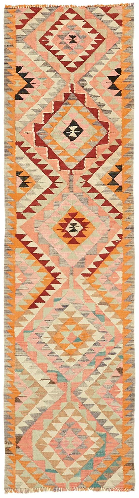 3x11 Multicolor Boho Runner Kilim Rugs - 42995