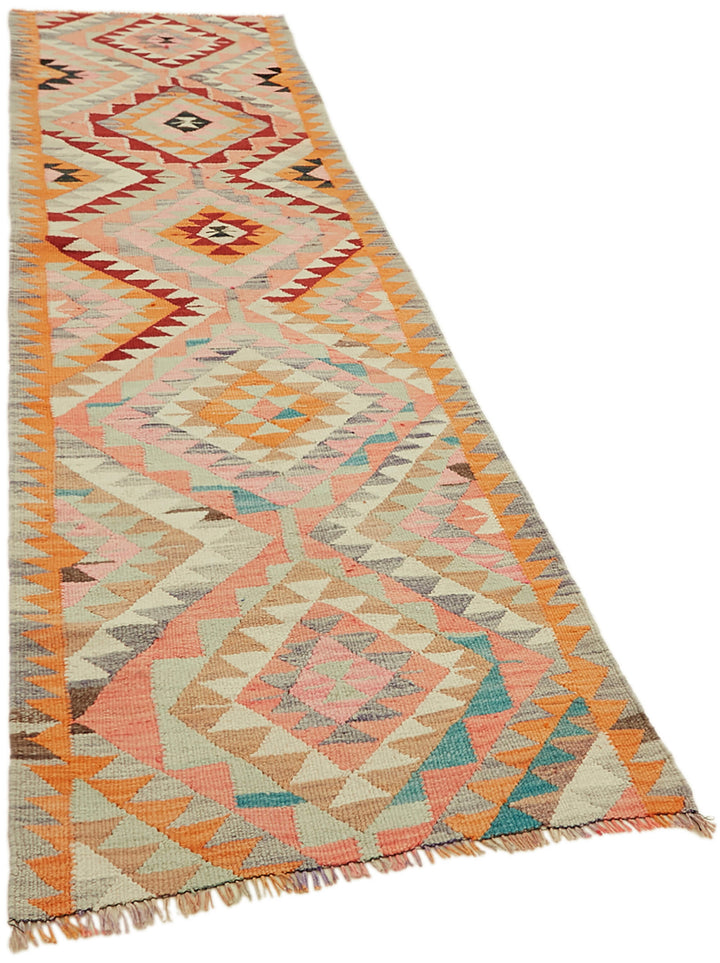 3x11 Multicolor Boho Runner Kilim Rugs - 42995