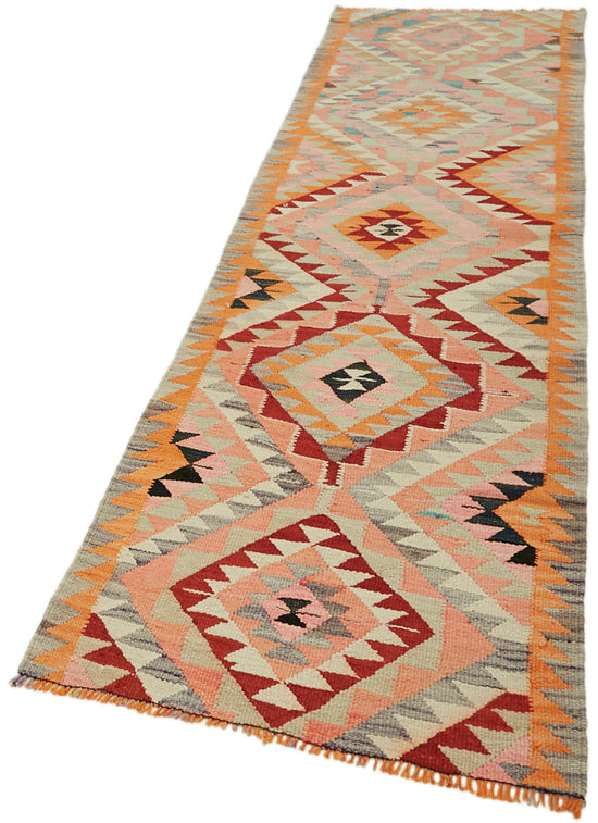 3x11 Multicolor Boho Runner Kilim Rugs - 42995