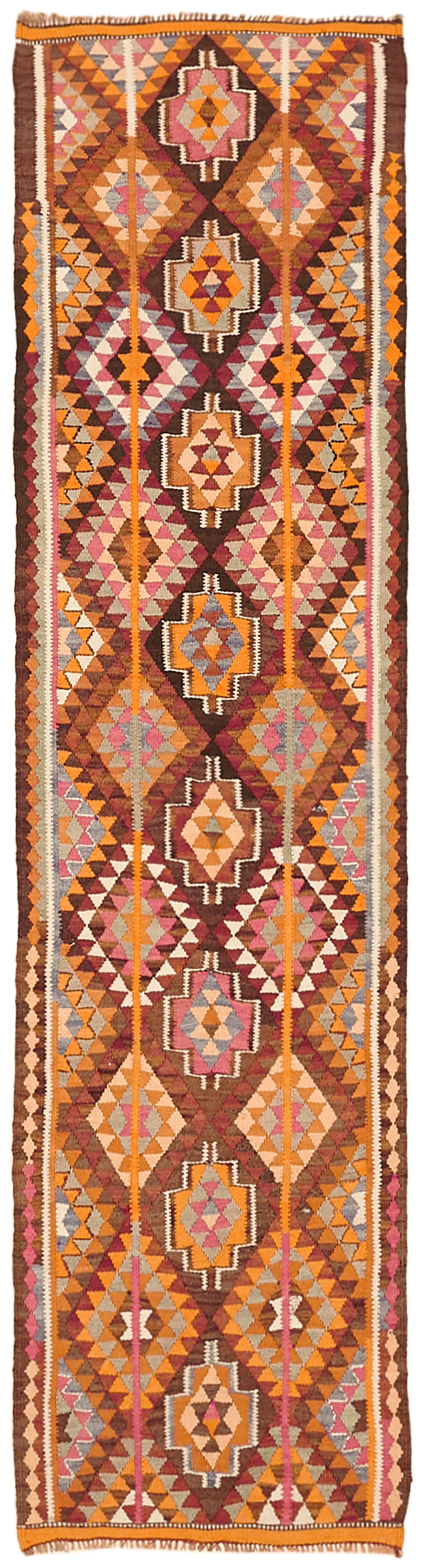 3x11 Multicolor Boho Runner Kilim Rugs - 43002