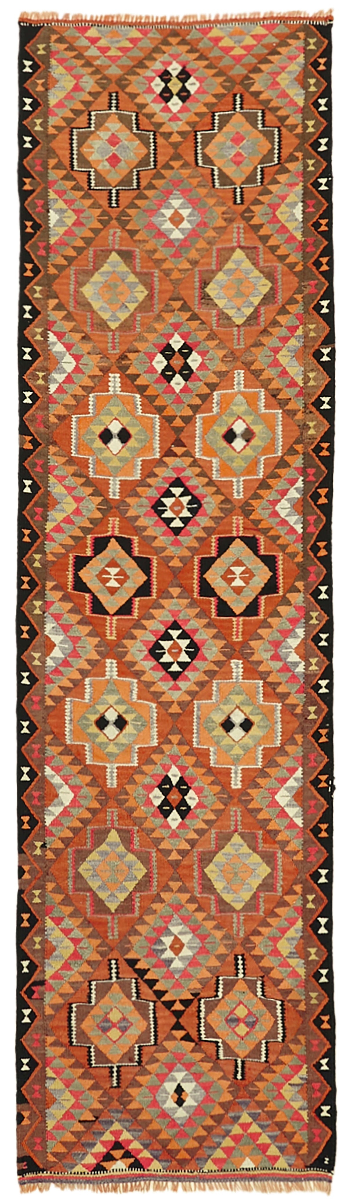 3x10 Multicolor Boho Runner Kilim Rugs - 43003