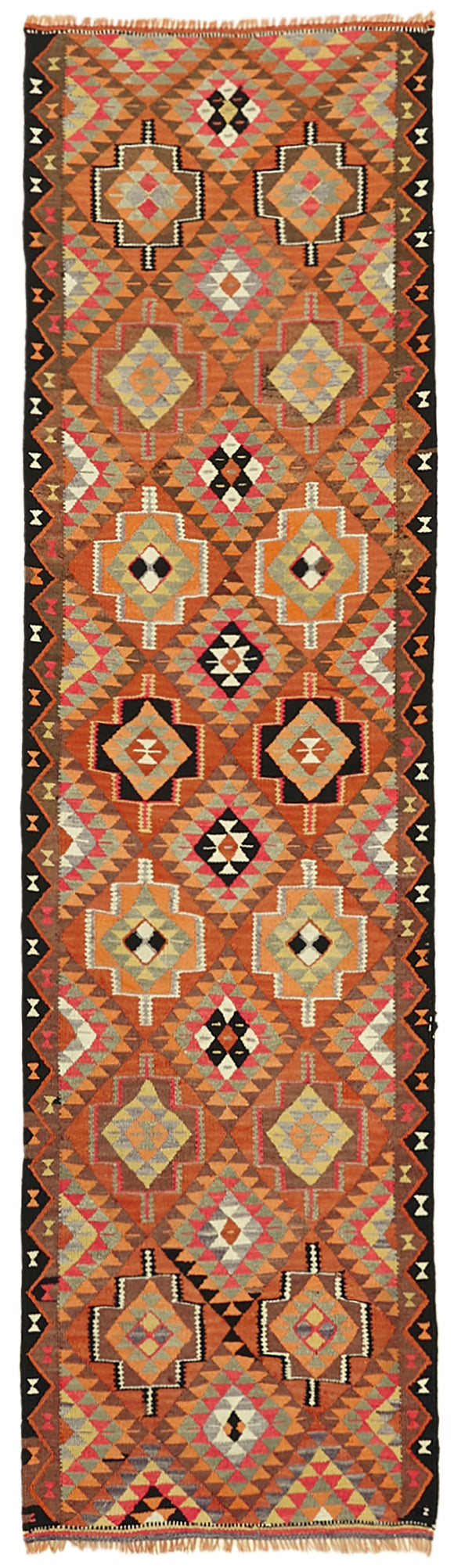 3x10 Multicolor Boho Runner Kilim Rugs - 43003