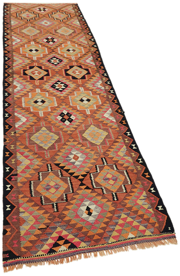 3x10 Multicolor Boho Runner Kilim Rugs - 43003
