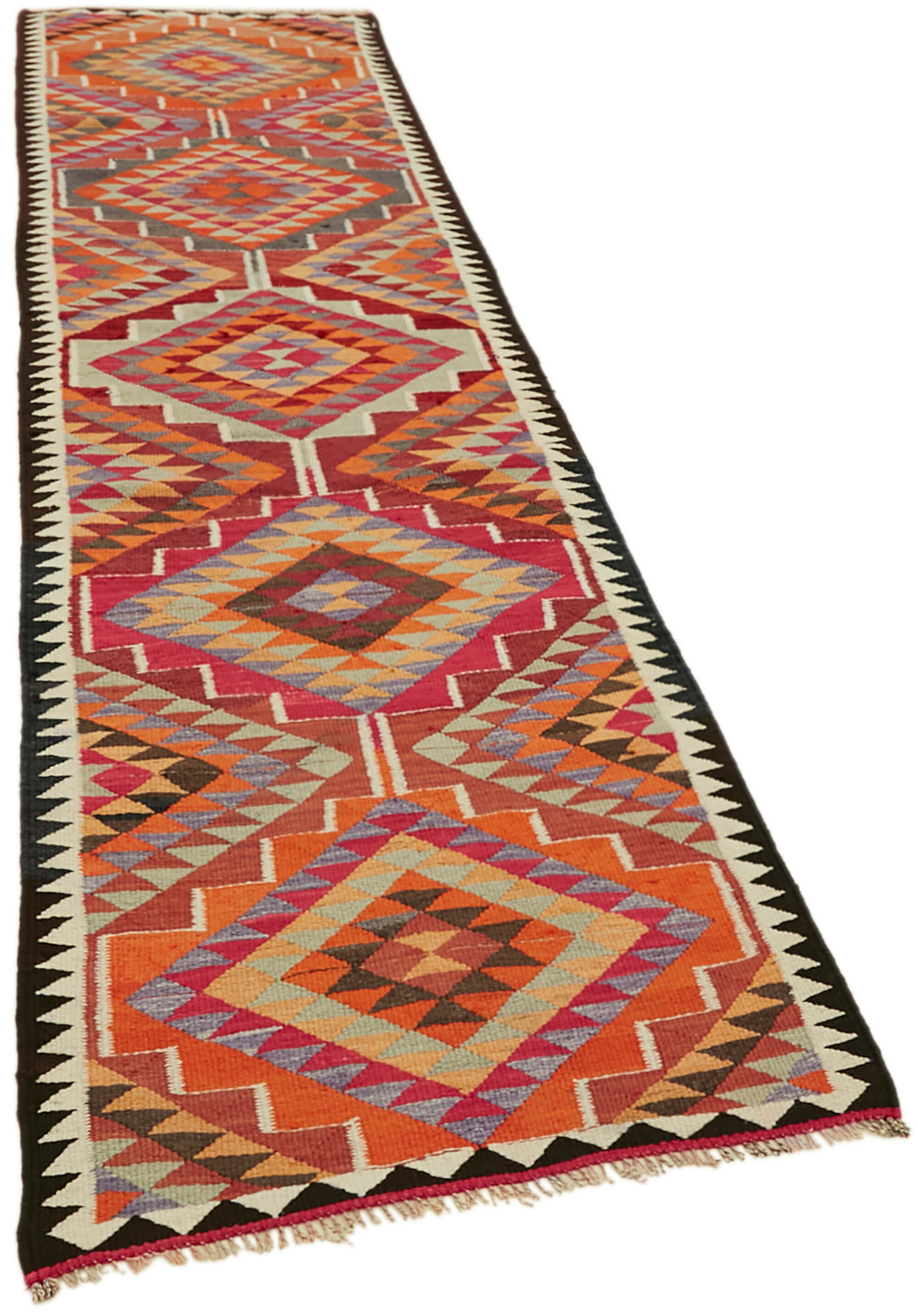 3x11 Multicolor Boho Runner Kilim Rugs - 43004