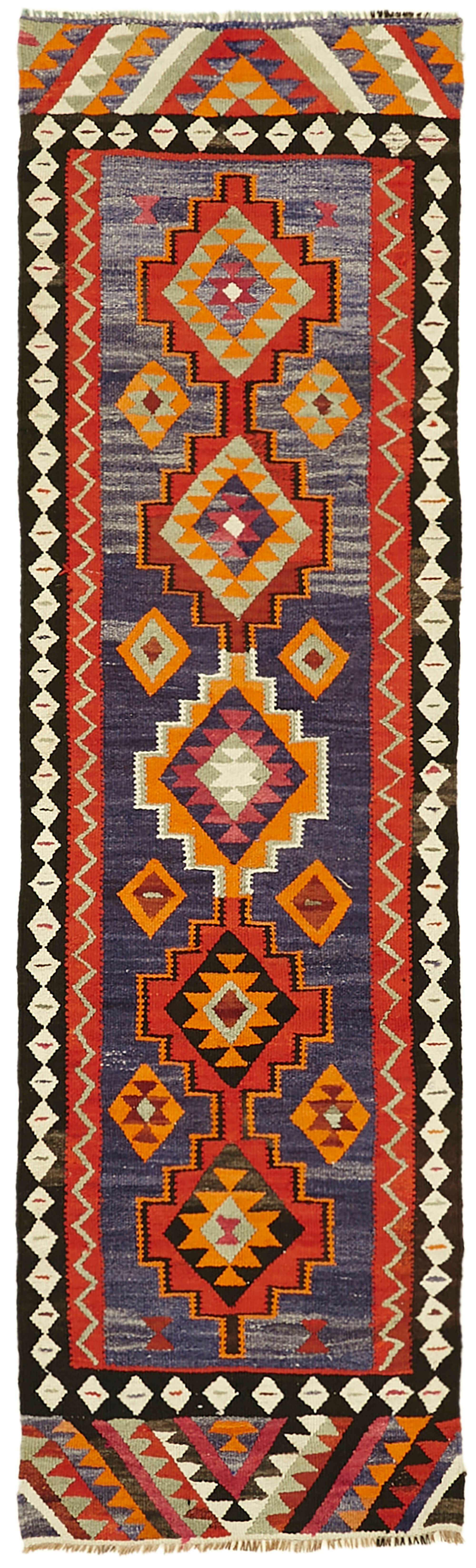 3x11 Multicolor Boho Runner Kilim Rugs - 43006