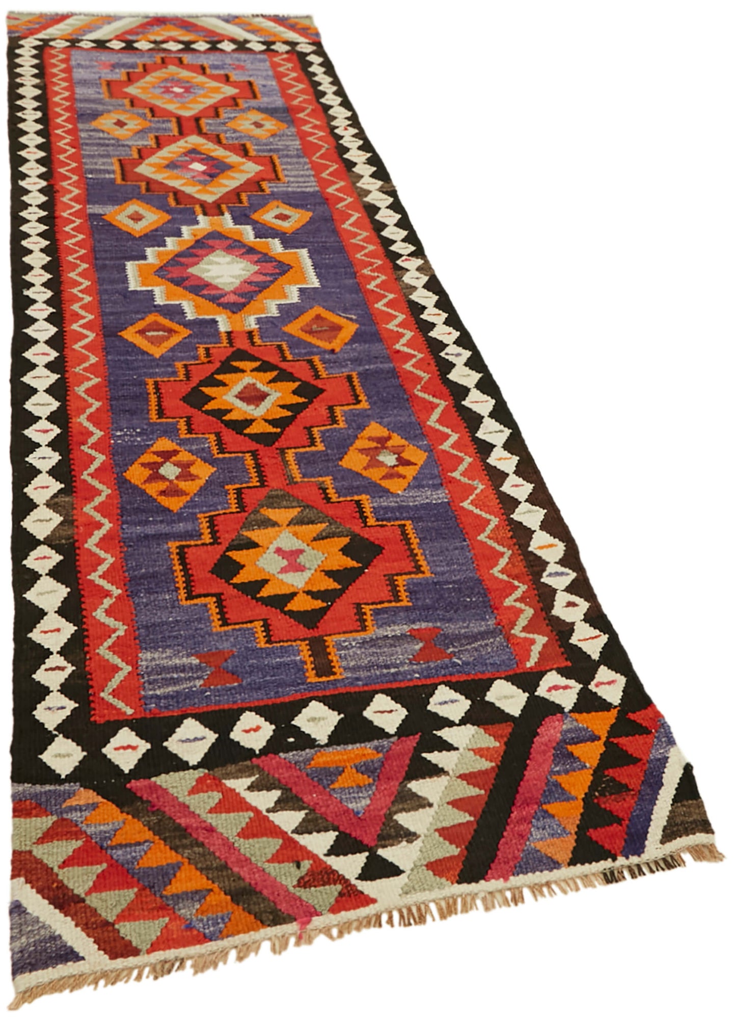 3x11 Multicolor Boho Runner Kilim Rugs - 43006