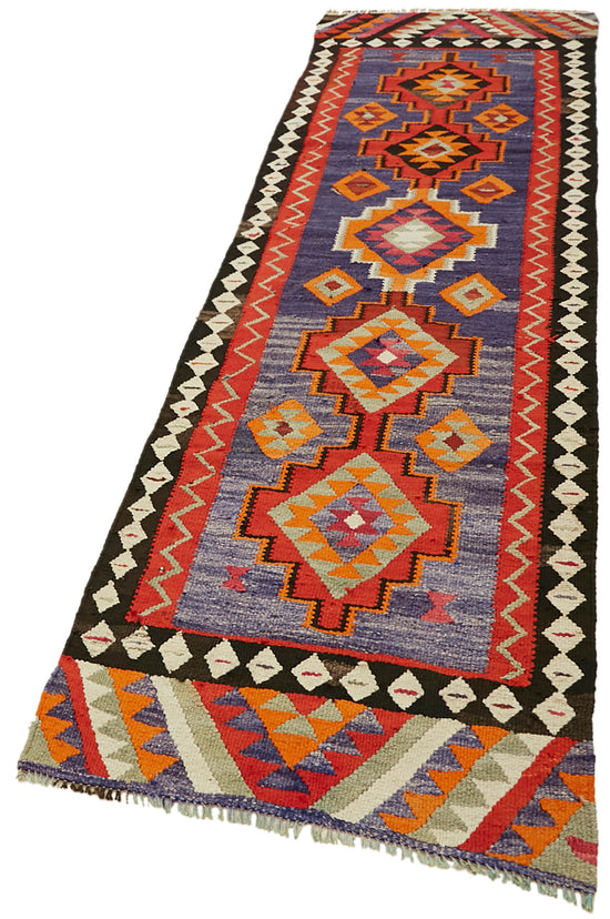 3x11 Multicolor Boho Runner Kilim Rugs - 43006