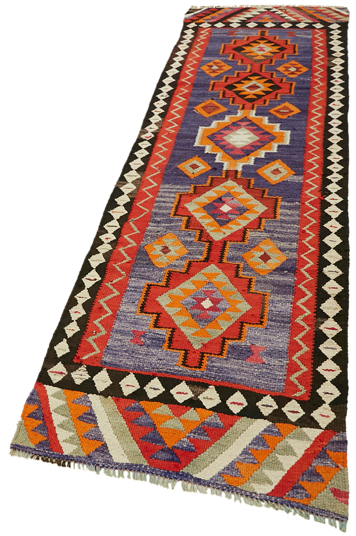 3x11 Multicolor Boho Runner Kilim Rugs - 43006