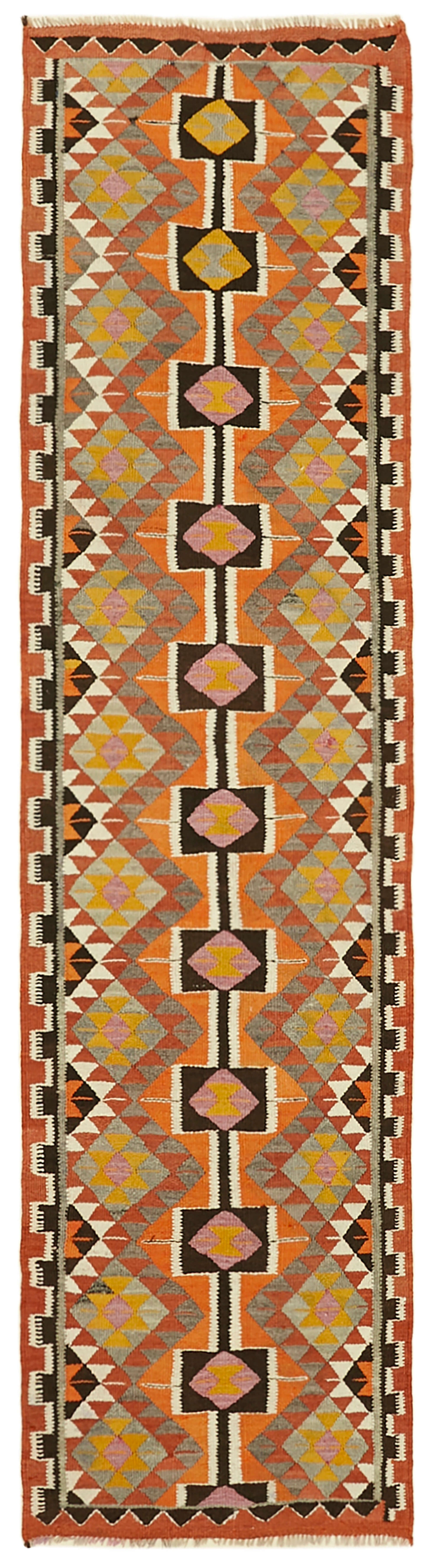 3x12 Multicolor Boho Runner Kilim Rugs - 43010