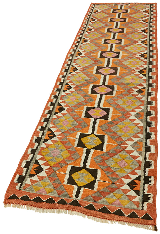 3x12 Multicolor Boho Runner Kilim Rugs - 43010