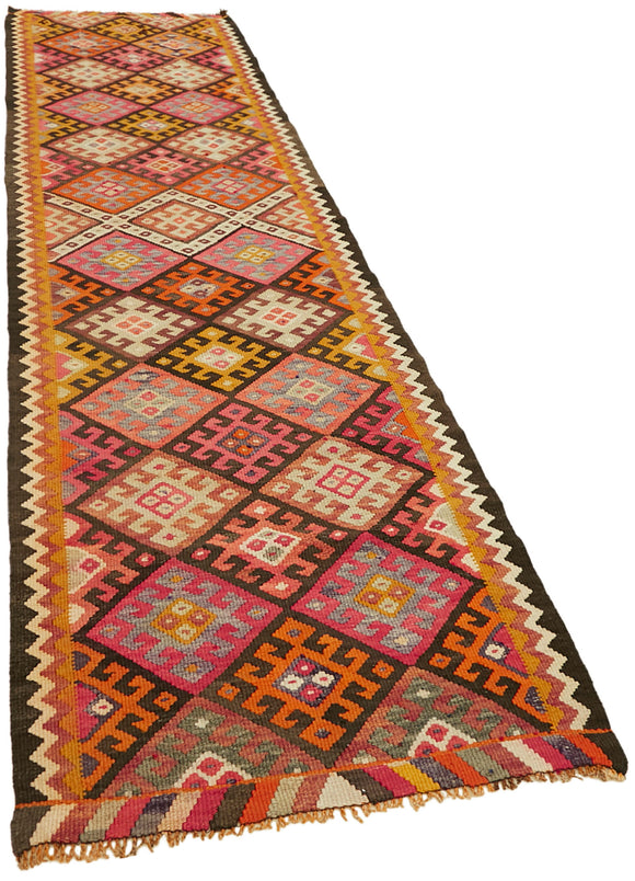 3x12 Multicolor Boho Runner Kilim Rugs - 43012
